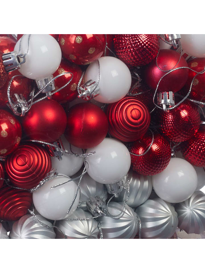 relaxdays 103-tlg. Weihnachtskugeln Set in Rot/ Weiß günstig kaufen onesize