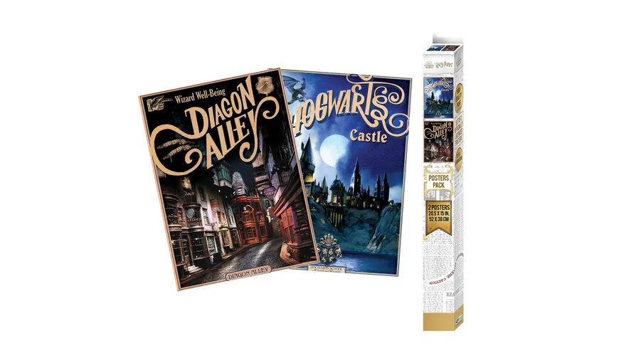 HARRY POTTER Set 2 Poster Retro Hogwarts&Diagon (52x38)