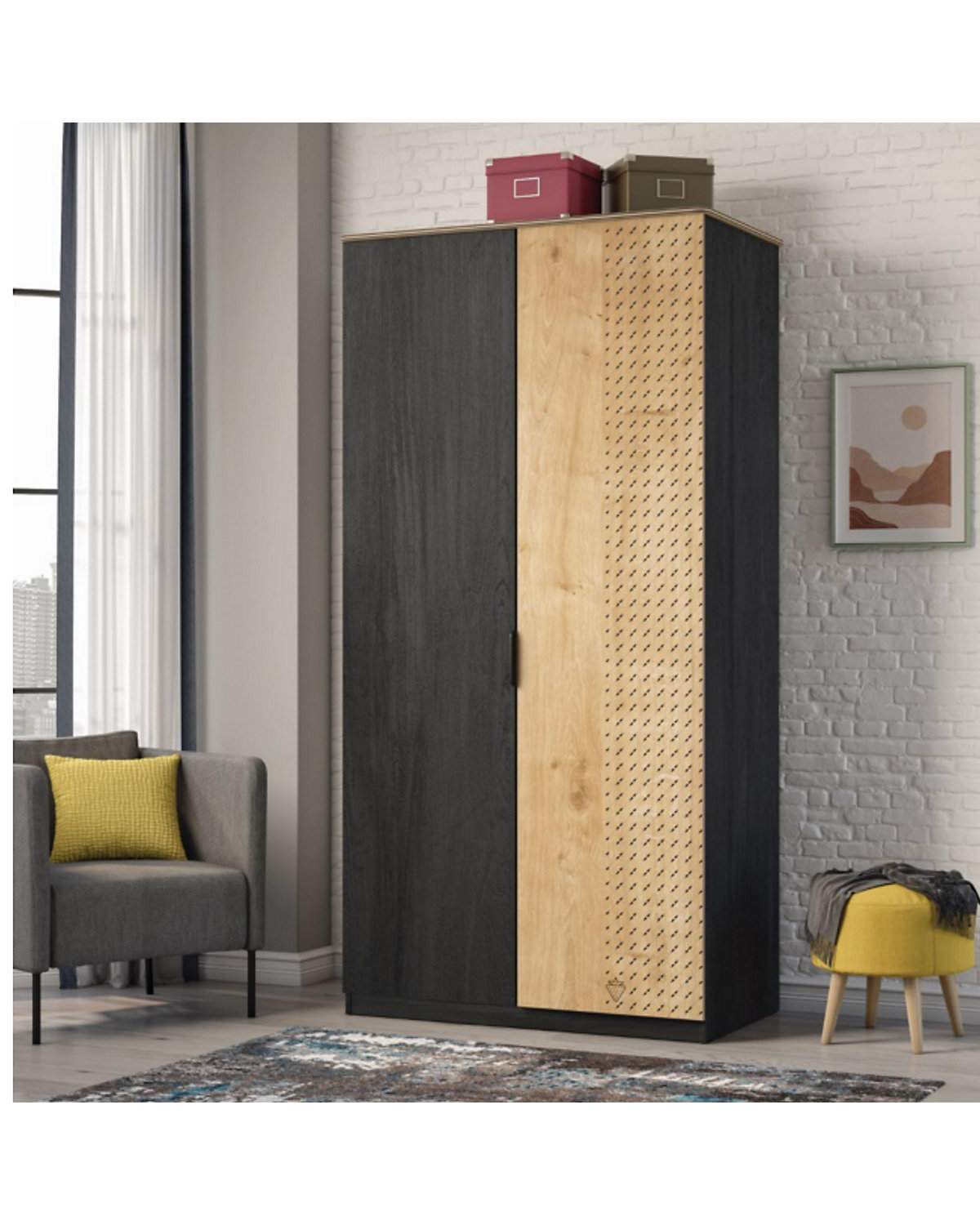 Kleiderschrank Work 2-türig mit Aufdruck inkl. Belüftung