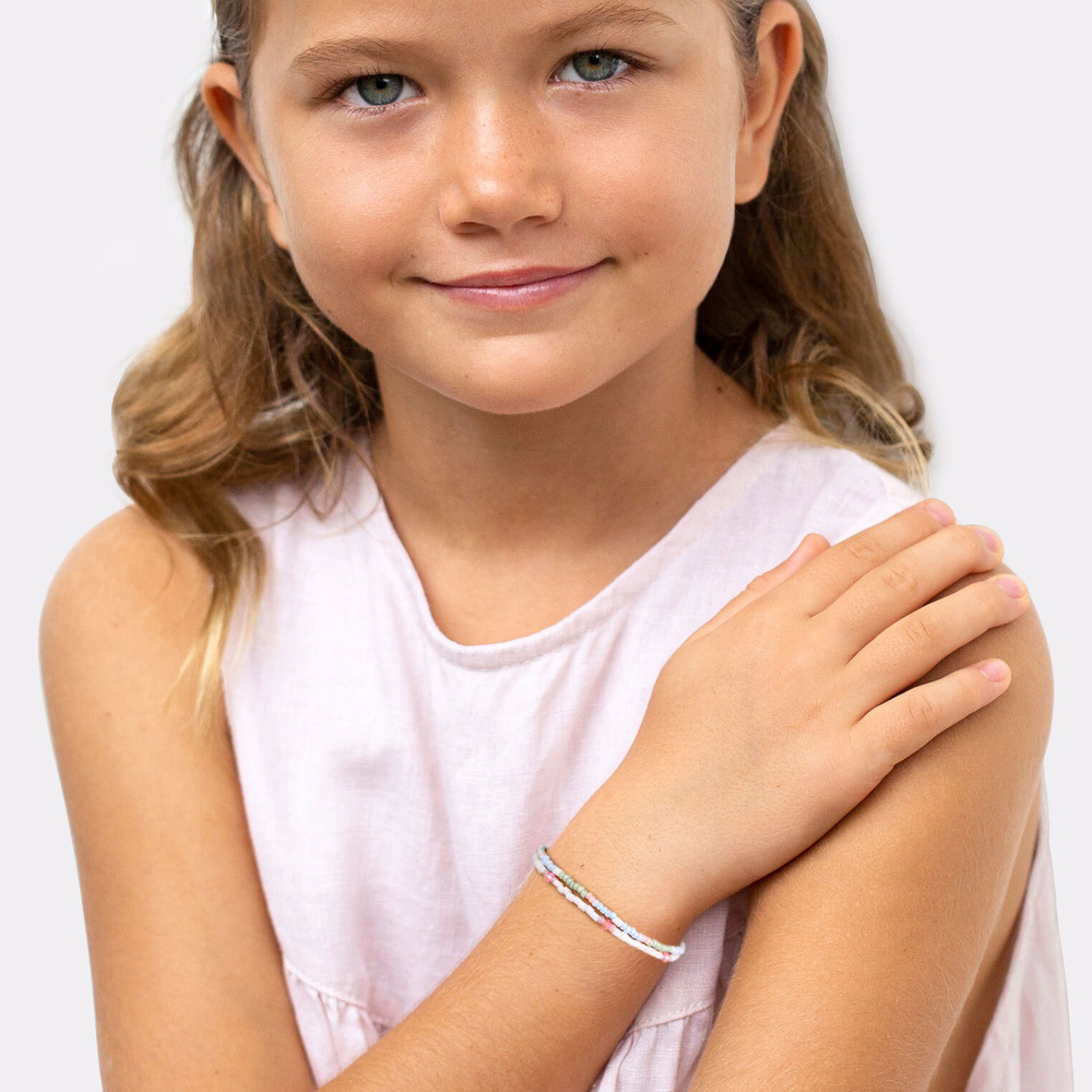 Elli Elli Bracelet Enfants perles de verre pastel set de 2 en argent sterling 925 plaq Bracelet