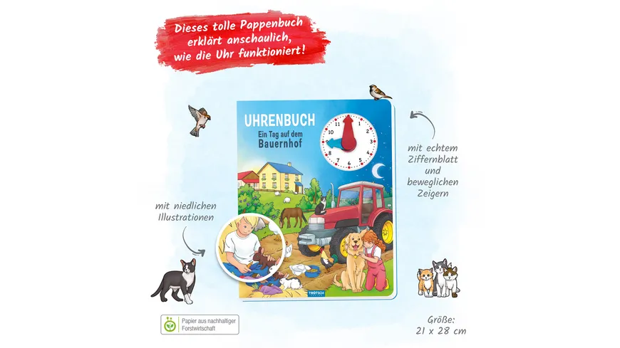 Trötsch Uhrenbuch Ein Tag auf dem Bauernhof