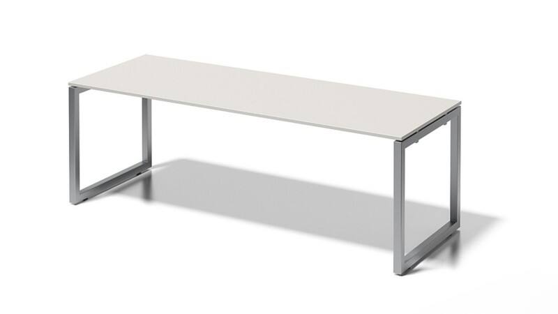 Cito Schreibtisch, 740 mm höhenfixes O-Gestell, H 19 x B 2200 x T 800 mm, Dekor grauweiß, Gestell silber