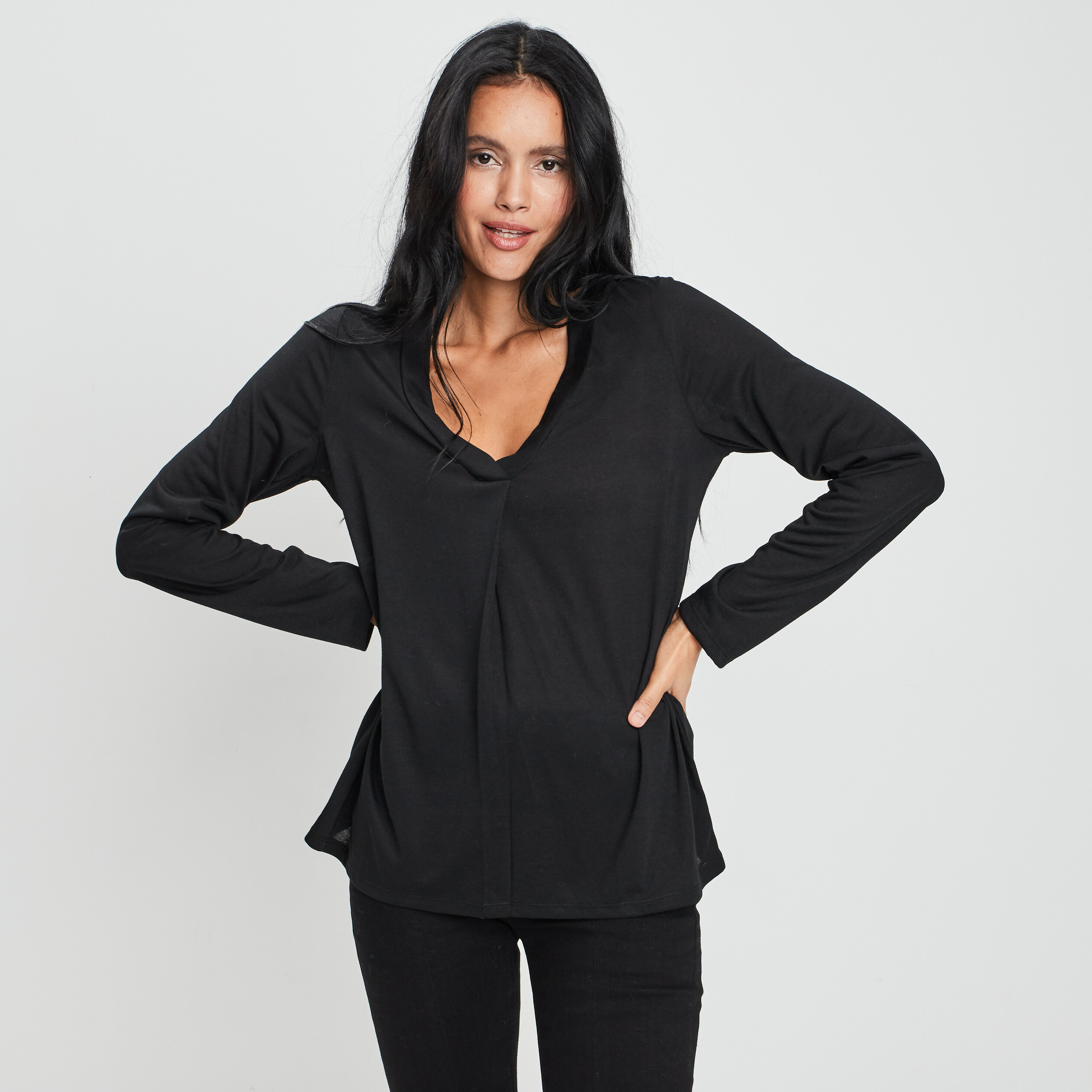 T-shirt manches longues noir femme | La Halle