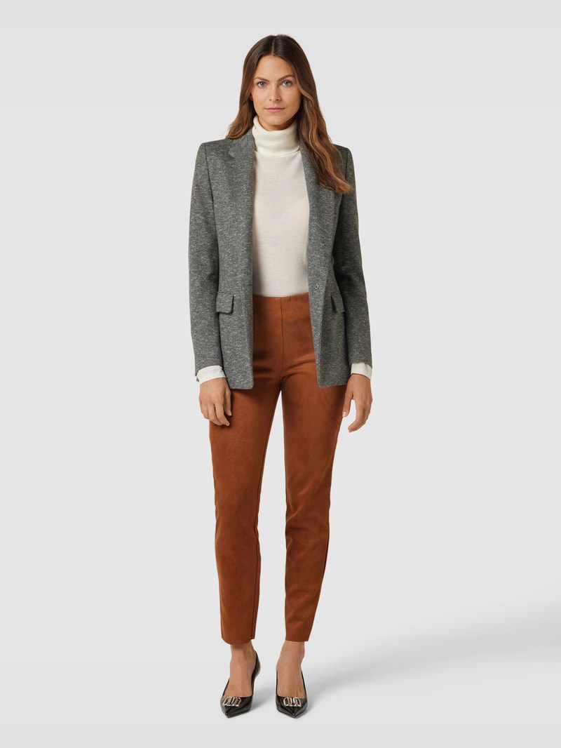 Stoffhose in Velours-Optik in cognac