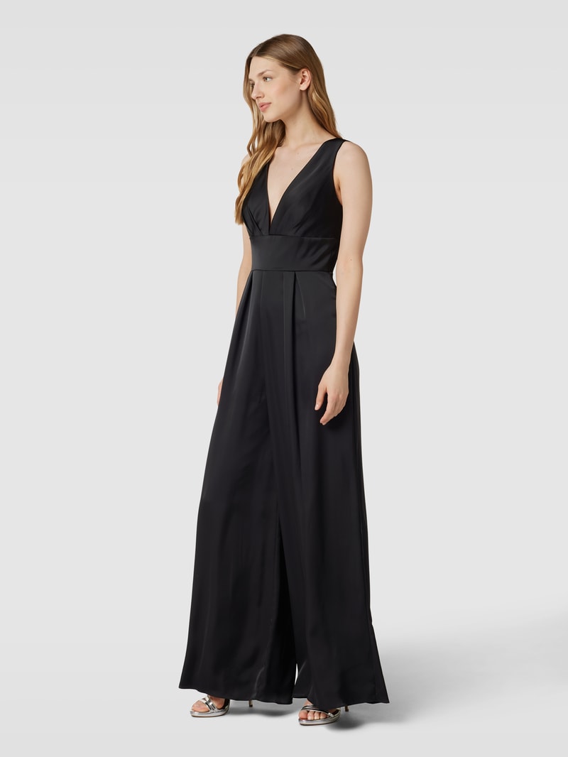 Jumpsuit mit V-Ausschnitt in schwarz