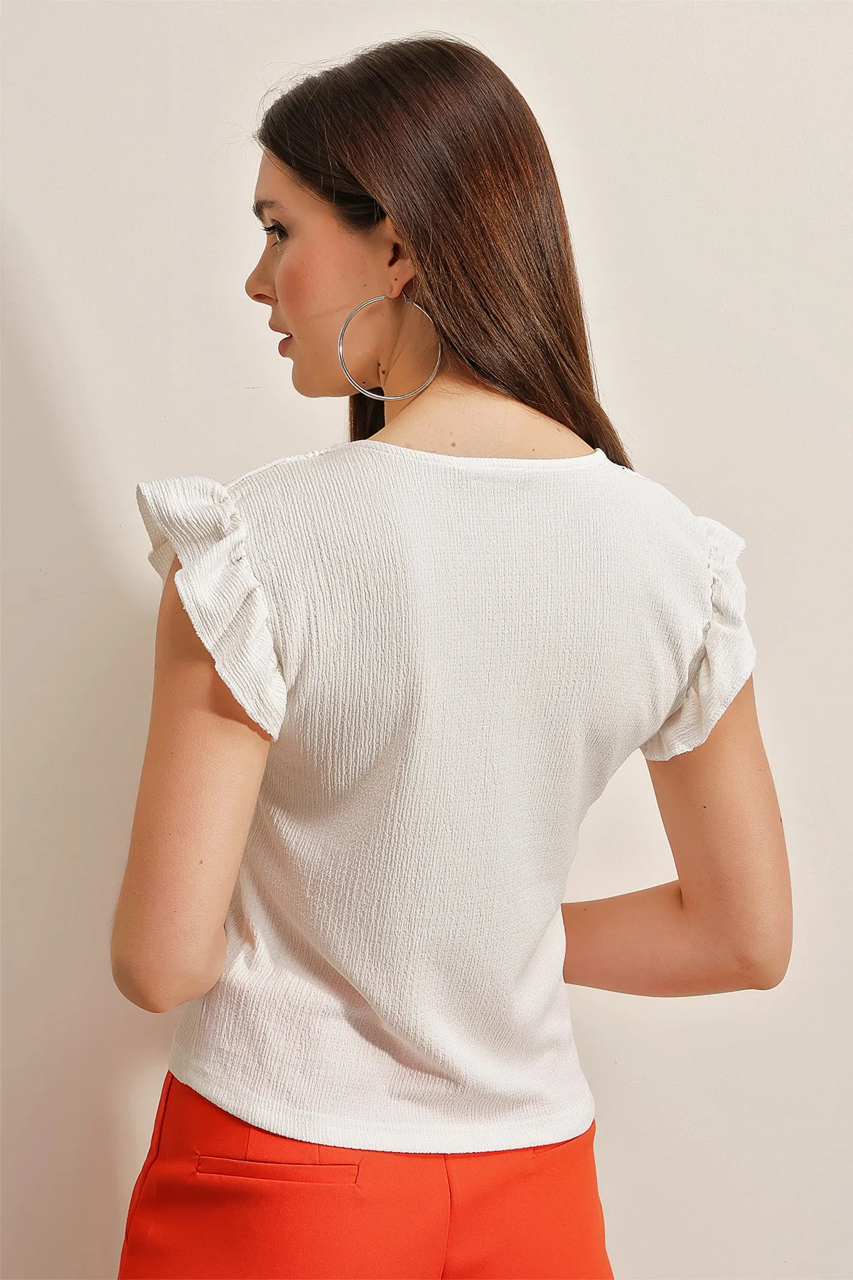 Bigdart  0467 Strickbluse mit V-Ausschnitt – Weiß