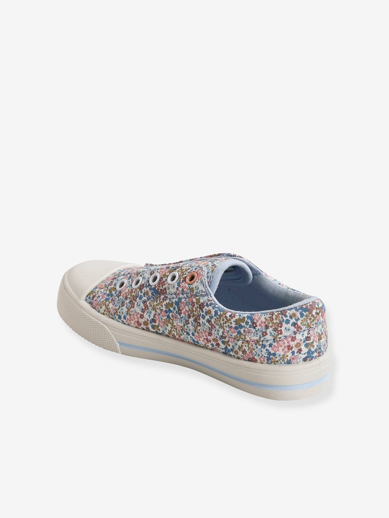 Baskets élastiquées fille en toile bleu cerise