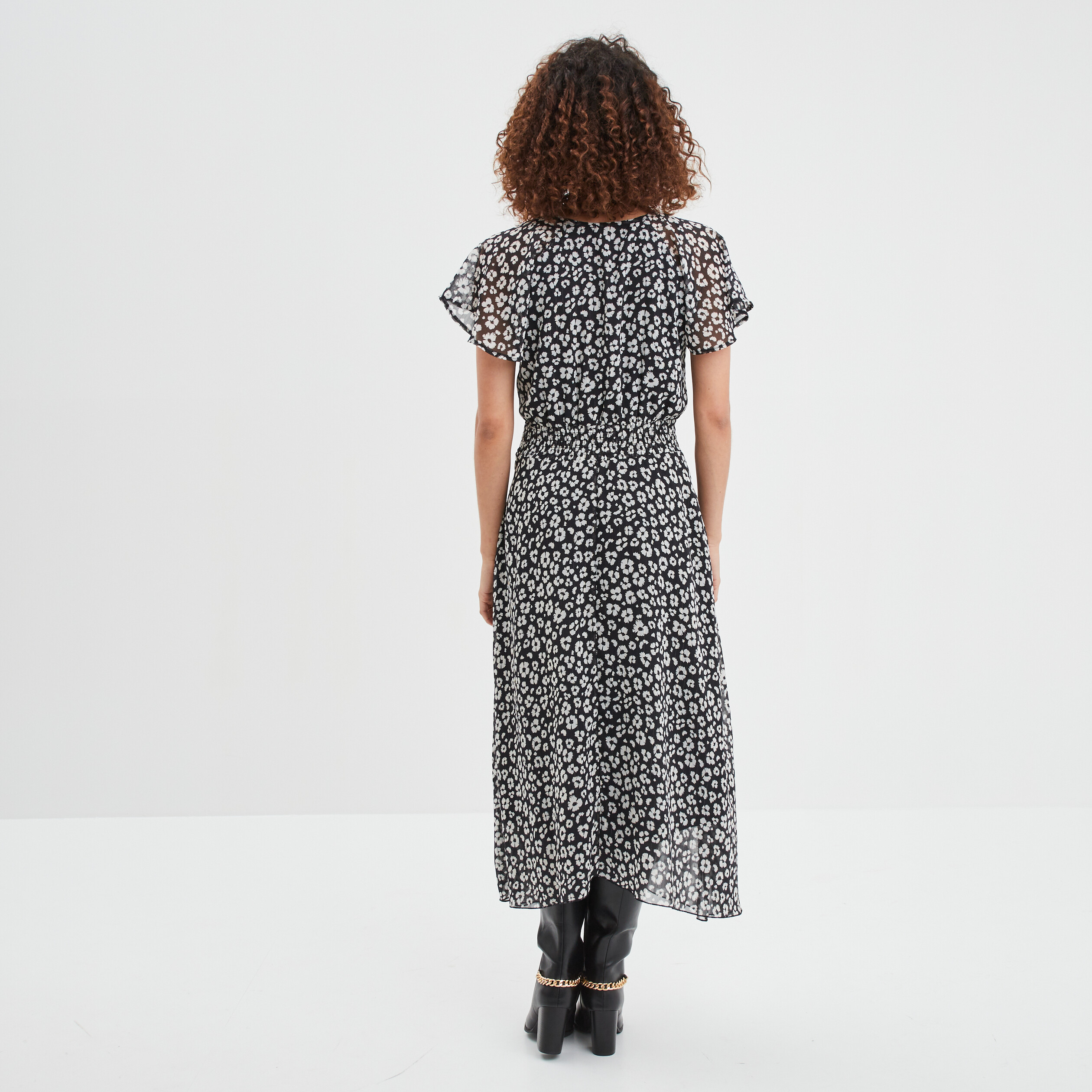 Robe midi droite noir femme | La Halle