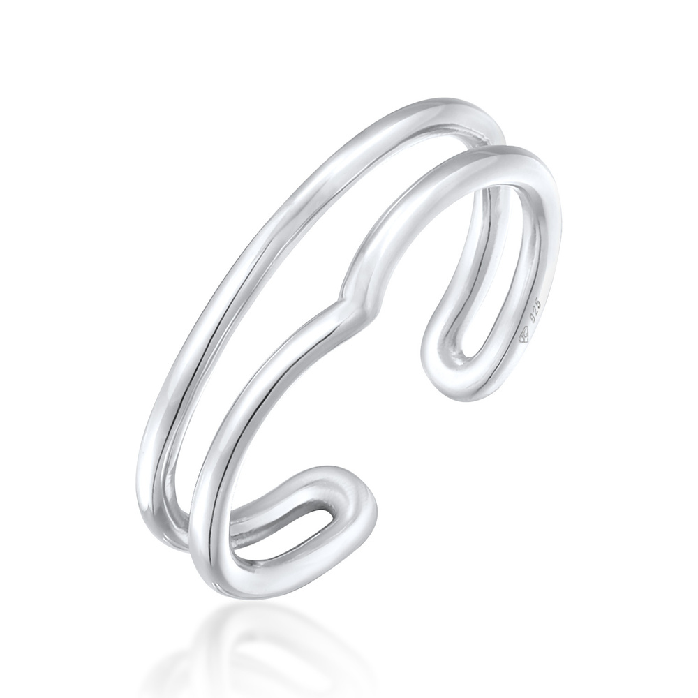 Elli Elli Bague Femmes enroulement ouvert forme de V géo en argent sterling 925 Bague