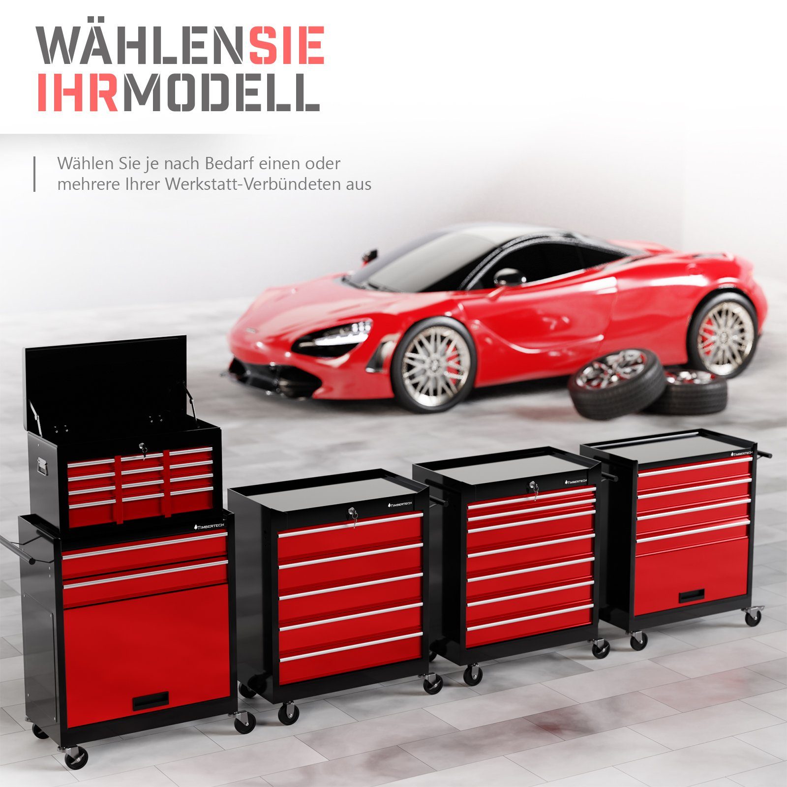 TIMBERTECH Werkstattwagen Werkstattwagen auf Rollen - 4, 5, 7, 9 Fächer