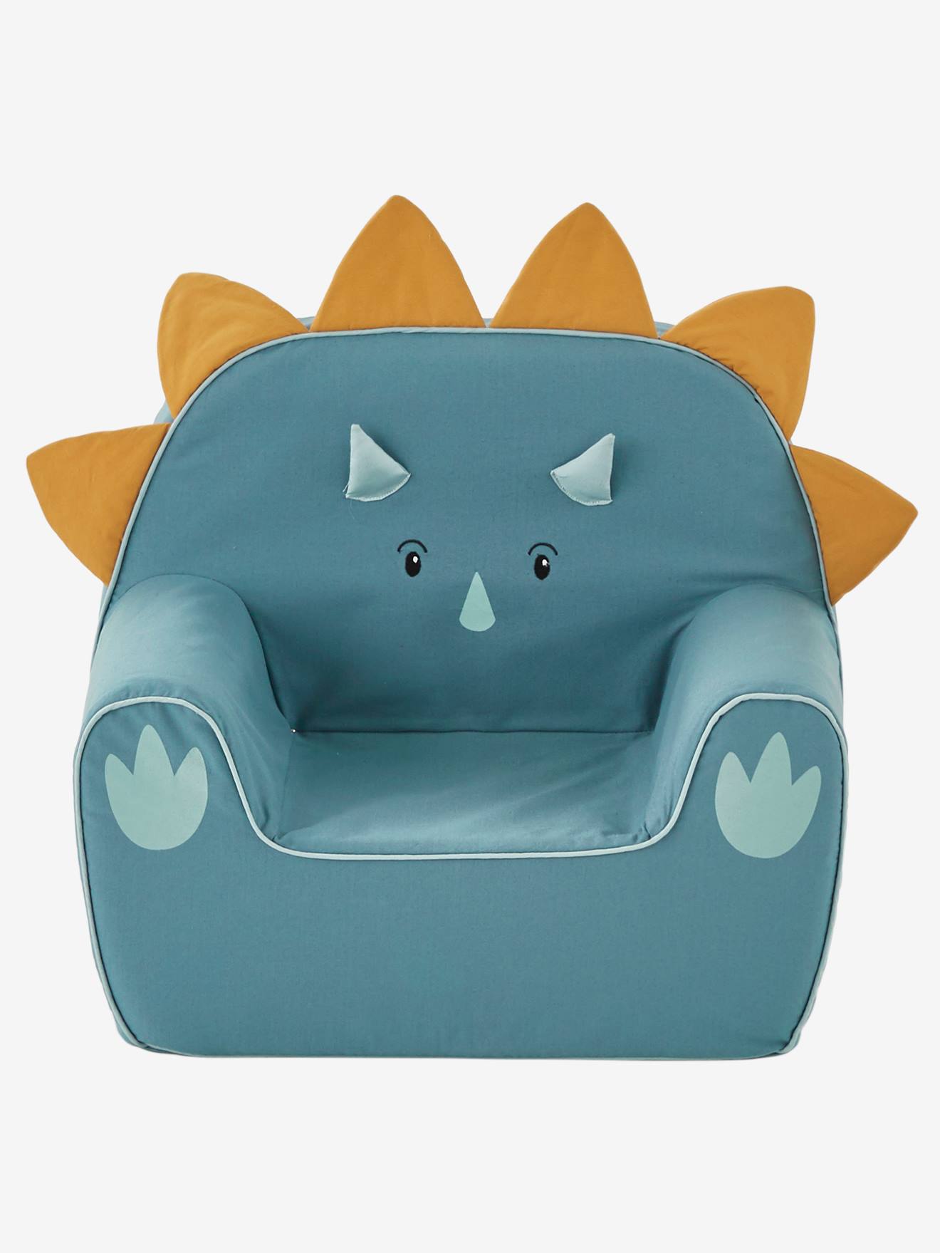 Vertbaudet Kinderzimmer Sessel in Dino-Form, Triceratops, personalisierbar - blau/karamell