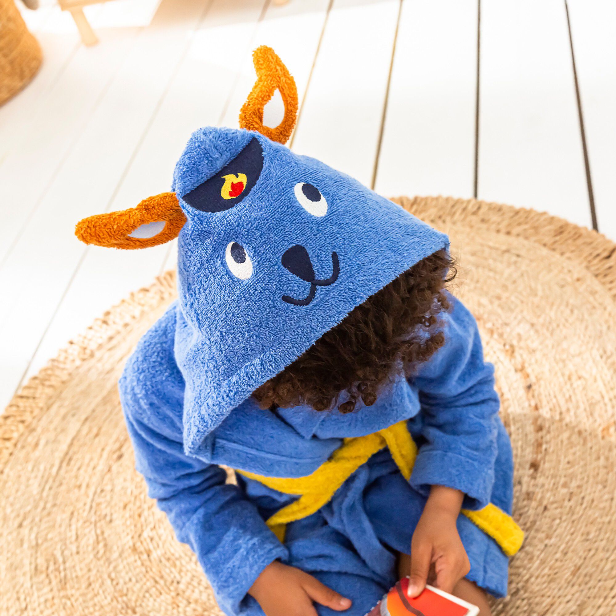 Peignoir de bain enfant personnalisable Pin-pon à capuche