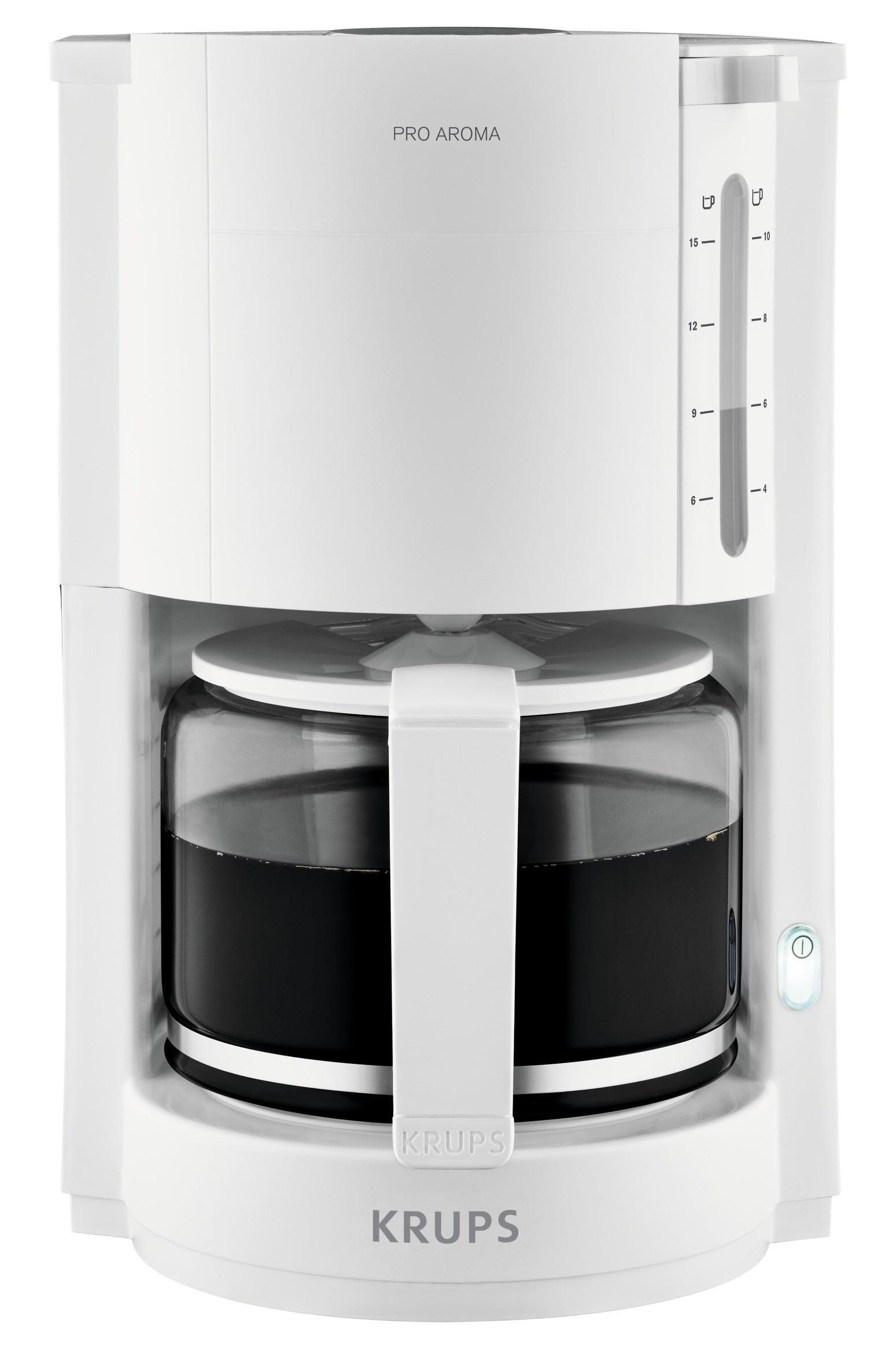 Krups Filterkaffeemaschine KRU F 309 01 ProAroma, 1,25l Kaffeekanne, Doppelwand-Schwenkfilter, 1,25 Liter, 10-15 Tassen, Wasserstandsanzeige mit Lupeneffekt