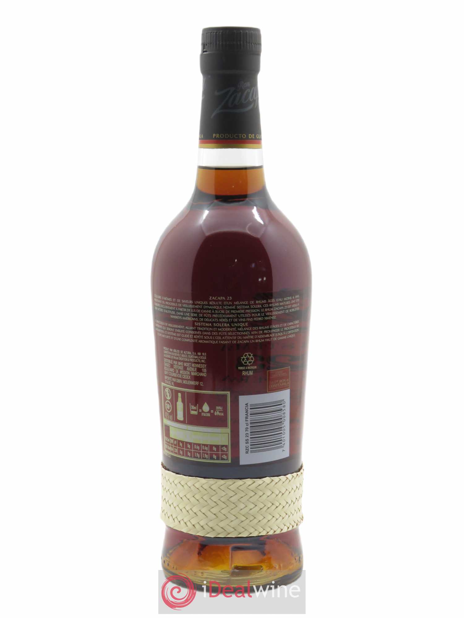 Rum Solera 23 ans Zacapa (70cl)  - Lot de 1 Bouteille
