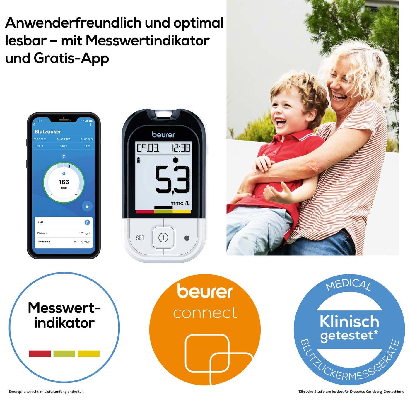 Beurer Blutzuckermessgerät GL 48 mmol/L-Schnell & präzise