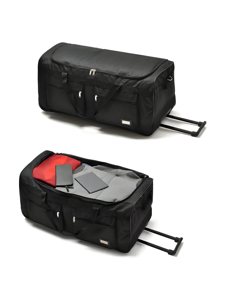 Cheffinger Gepäcktasche 3 Rollen Handgepäck Reisetasche Reisegepäck in Schwarz günstig kaufen