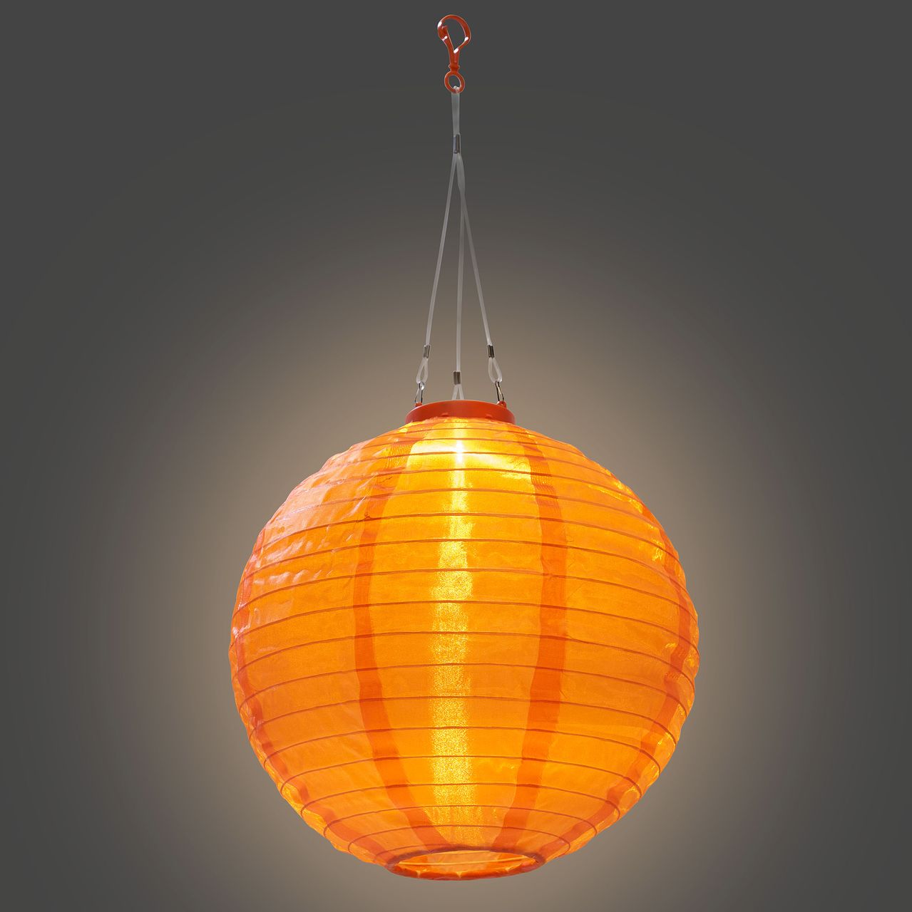AMARE Solar Lampion XXL 2er Set rund orange Ø ca. 30 cm mit 1 warmweißen LED
