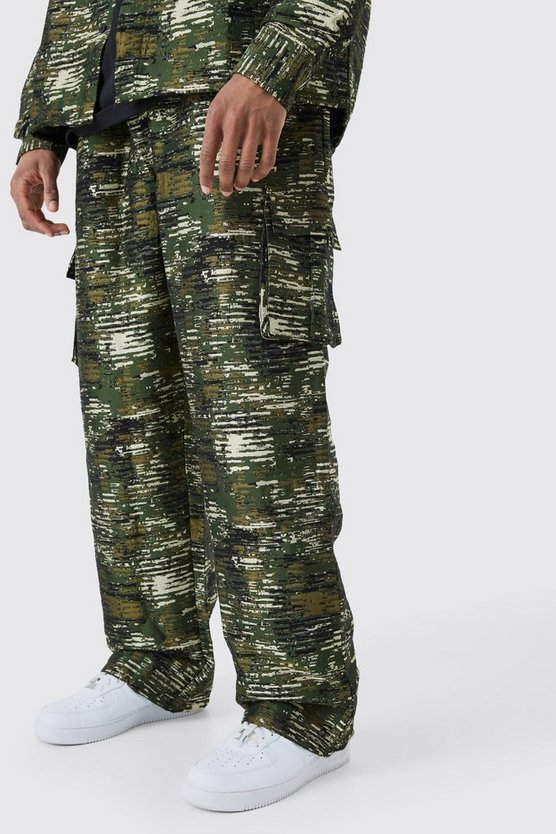 Tall Textured Camo Relaxed Cargo Trouser