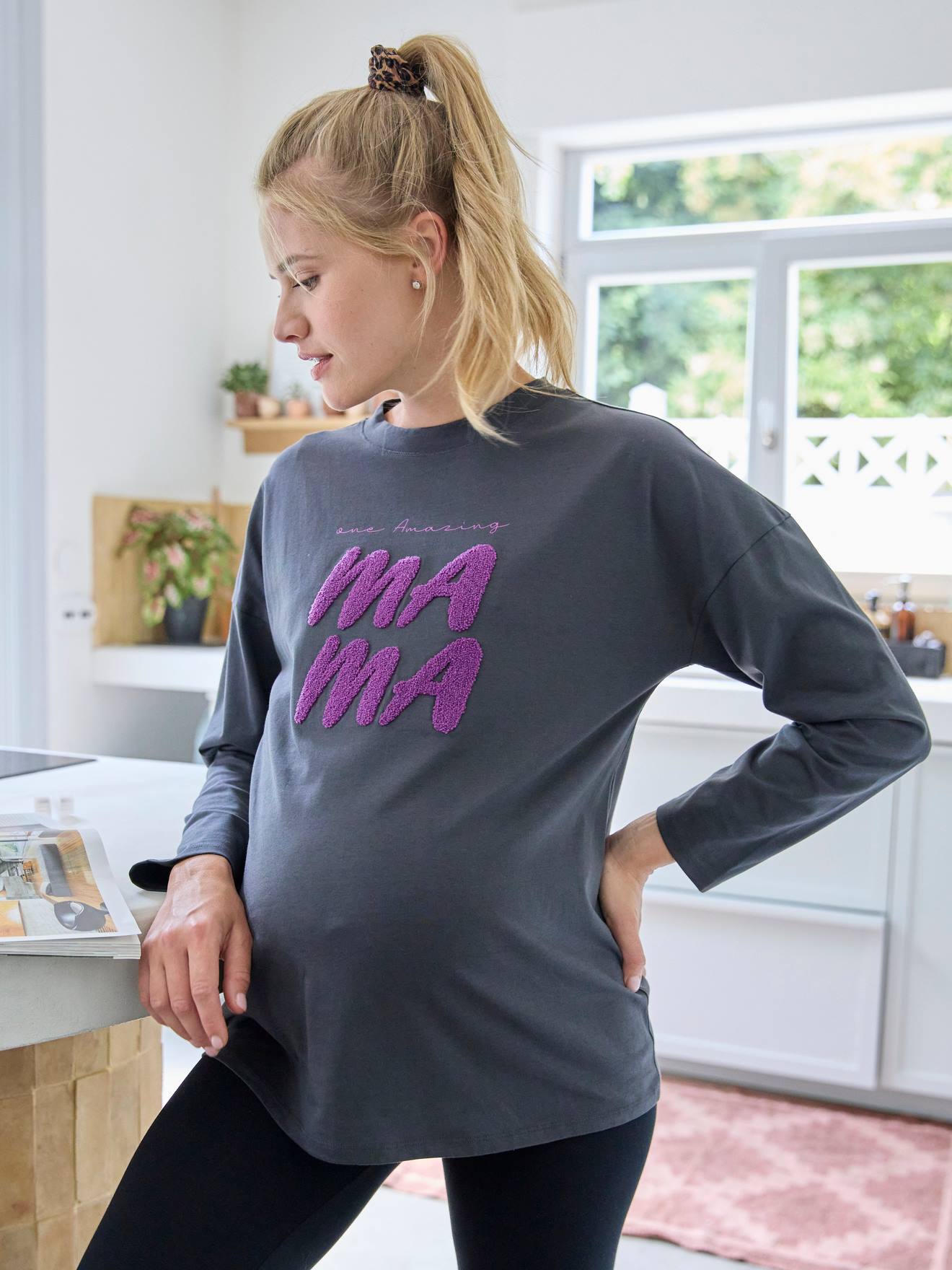 Vertbaudet Umstands-Shirt - anthrazit