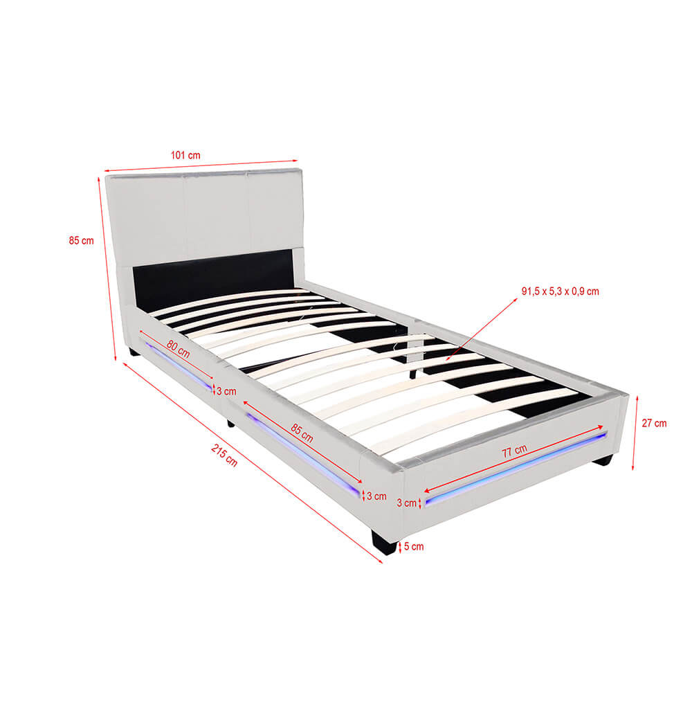 Home Deluxe LED Bett ASTEROID - 90 x 200 cm Weiß