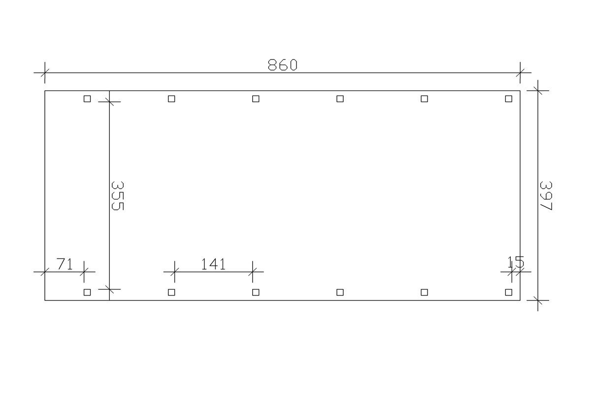 Skanholz Einzelcarport Friesland, BxT: 397x860 cm, 221 cm Einfahrtshöhe