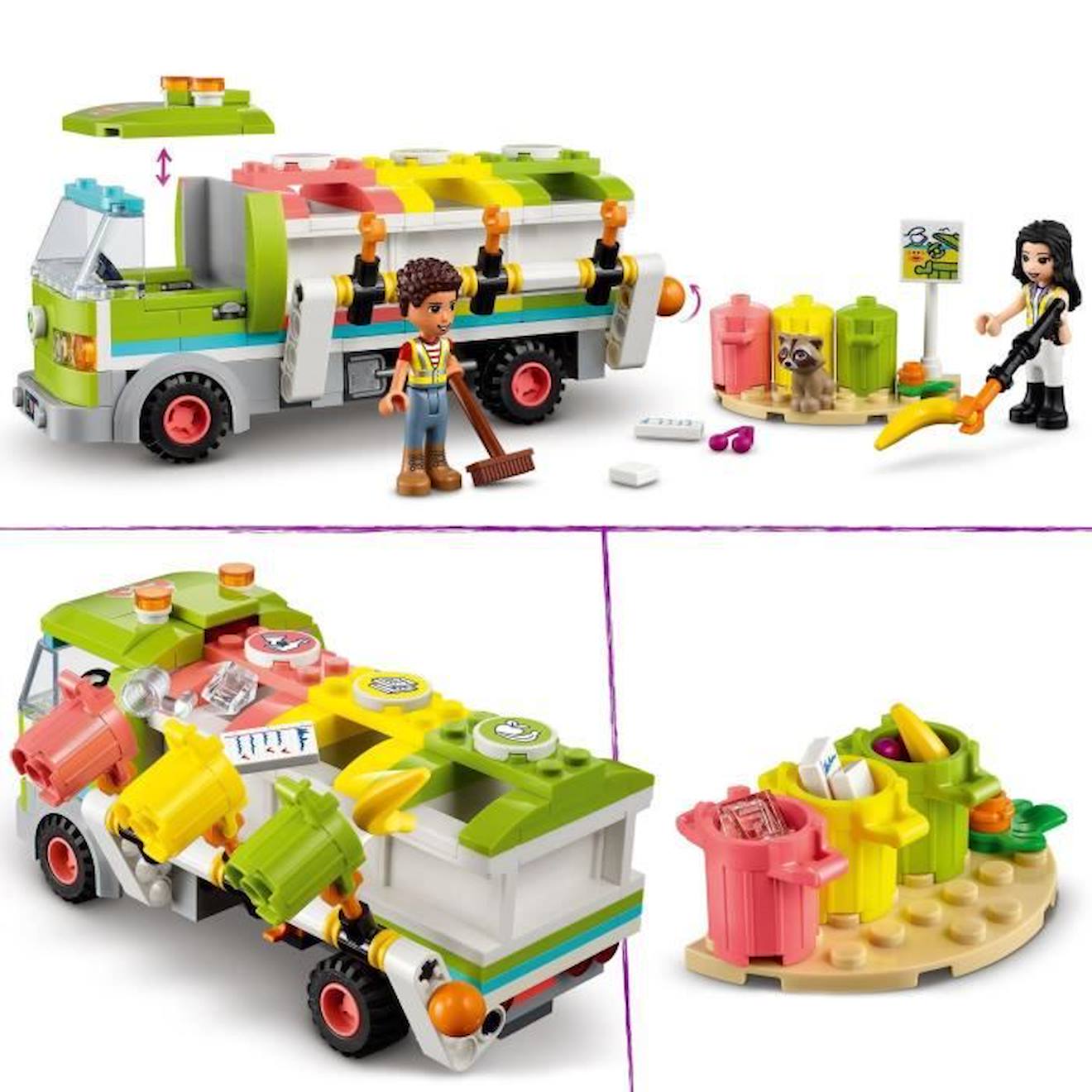 LEGO® Friends 41712 Le Camion de Recyclage, Jouet Éducatif, avec Mini-poupée Emma vert
