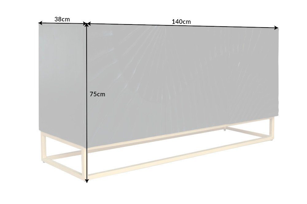 riess-ambiente Sideboard SCORPION 140cm schwarz / gold, Massivholz · Metall · Kommode · 3D Schnitzereien · Wohnzimmer