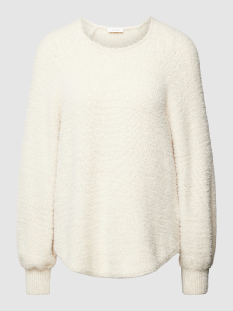 Strickpullover mit Rundhalsausschnitt in offwhite