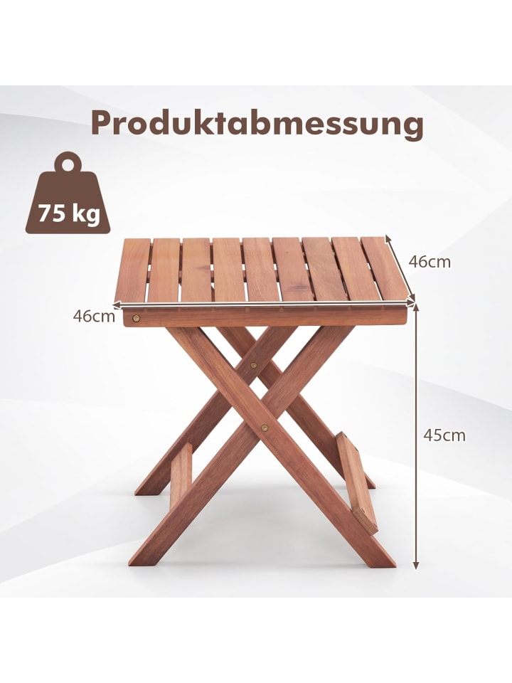 COSTWAY Gartentisch Akazienholz 46x46x45cm in Braun günstig kaufen onesize