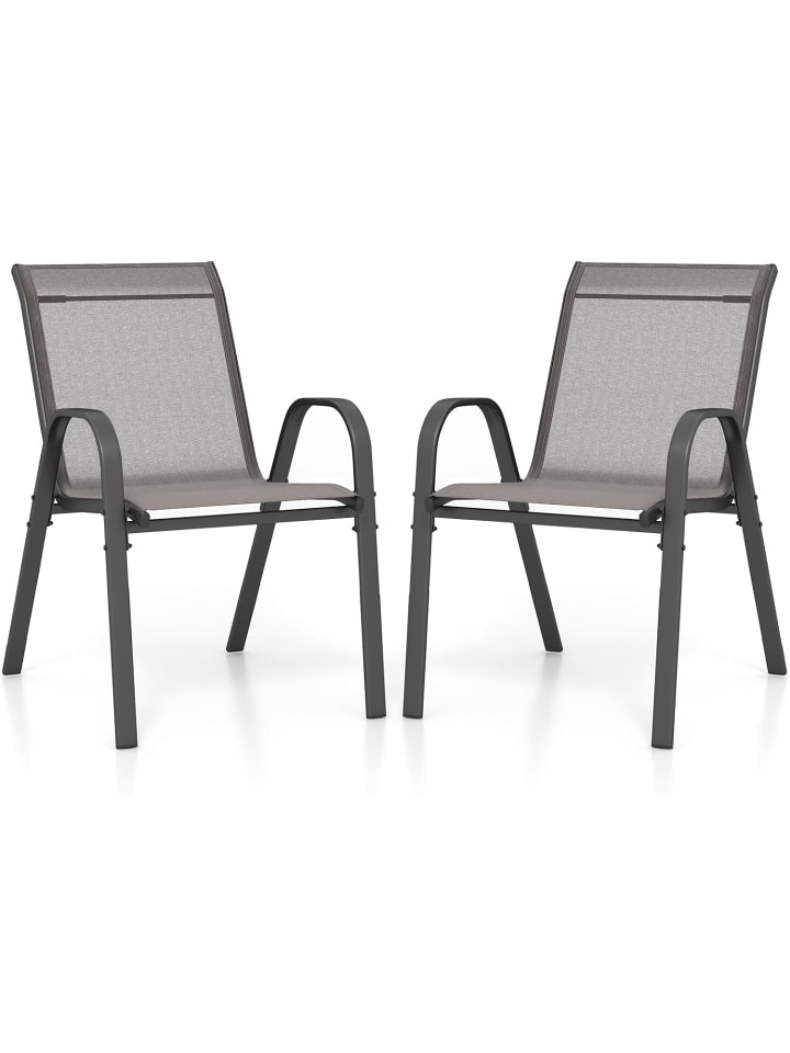 COSTWAY 2er Set Gartenstühle 56x70x84cm in Grau günstig kaufen onesize