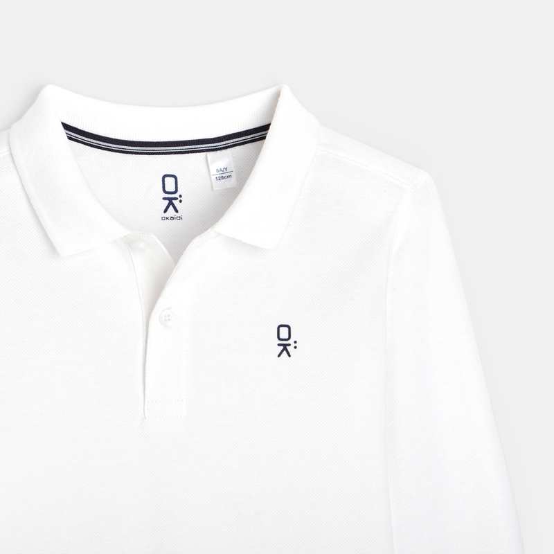 Polo manches longues blanc garçon