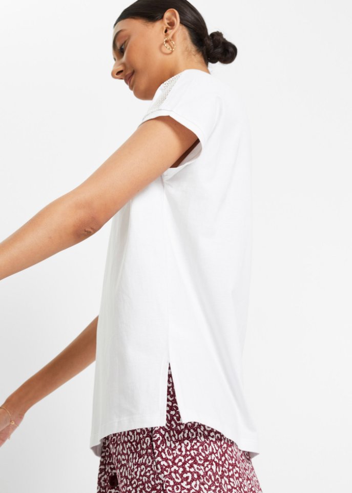 Lockeres Shirt mit Spitze-Detail aus Bio-Baumwolle