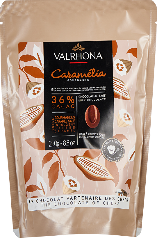 Valrhona Caramélia Gourmands 36% Milchschokolade Kuvertüre 250g
