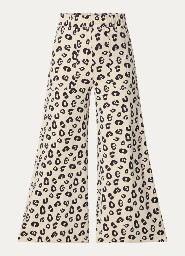 10DAYS High waist wide fit sweatpants made of organic cotton with leopard print