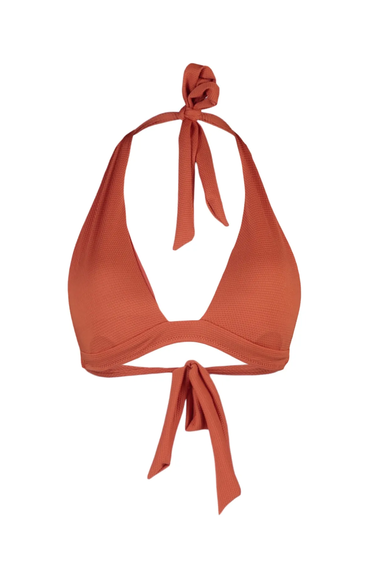 Trendyol Collection  Strukturiertes Bikinioberteil mit Zimt-Dreieckmuster TBESS23BU00134
