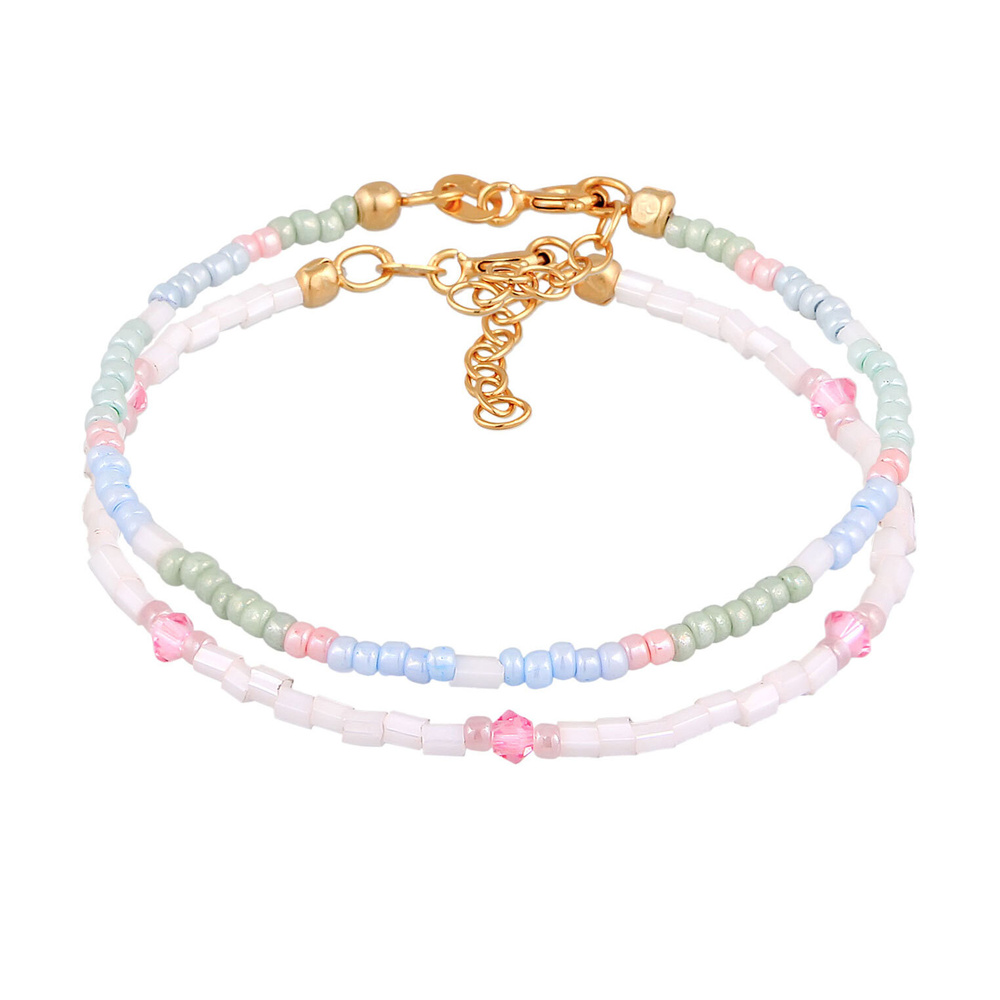 Elli Elli Bracelet Enfants perles de verre pastel set de 2 en argent sterling 925 plaq Bracelet