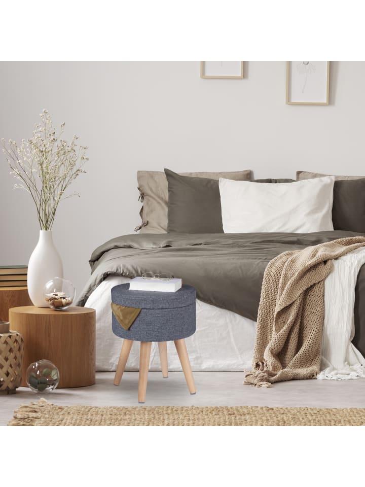 relaxdays Sitzhocker in Grau/ Natur - (H)45,5 x Ø 37 cm günstig kaufen onesize
