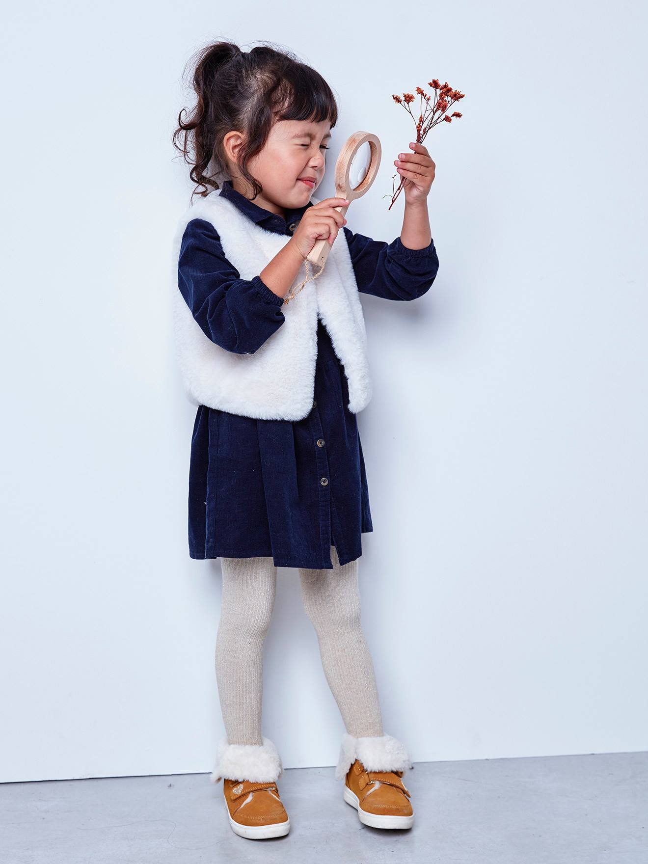 Veste sans manches imitation fourrure fille blanc clair uni