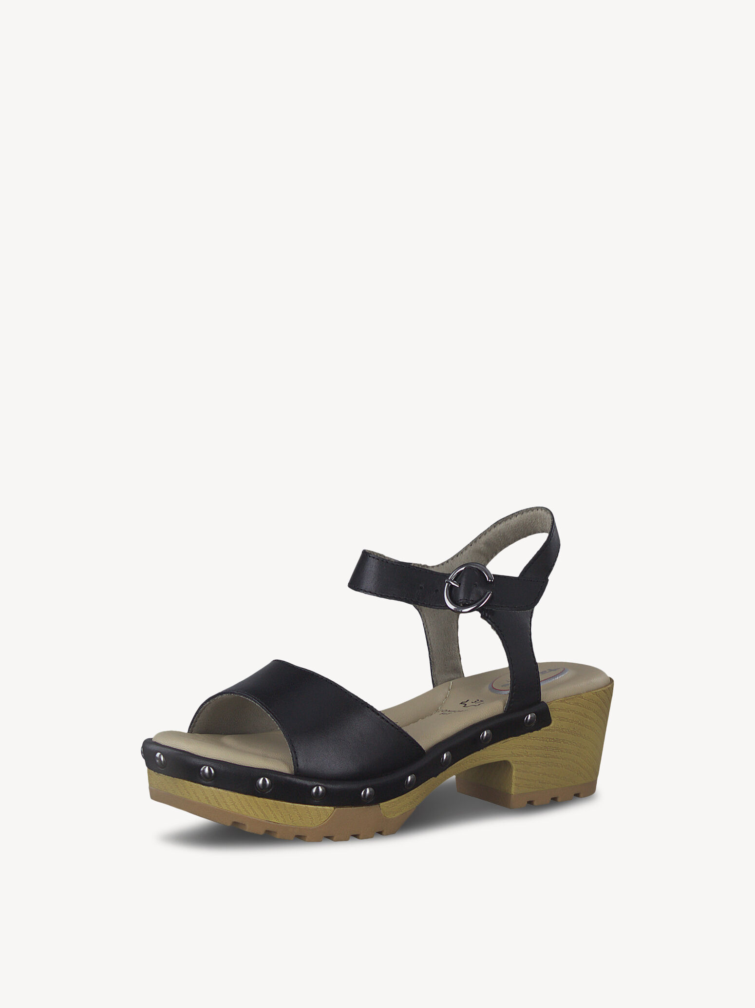 Sandale à talon en cuir - noir