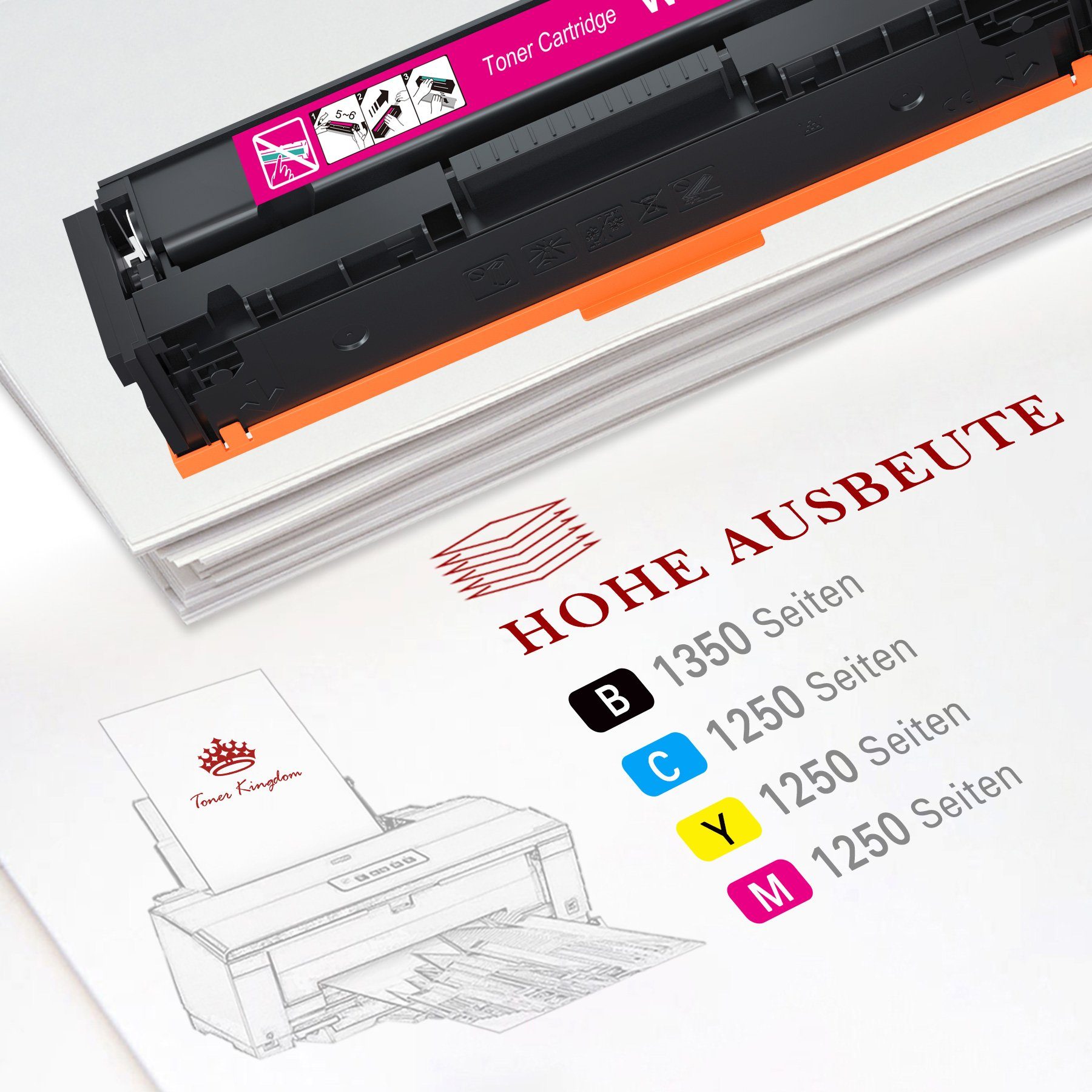 Toner Kingdom Tonerpatrone 4er 207A 207X für HP Color Laserjet Pro MFP, (M283fdw M283fdn M282nw Drucker, 4-St)