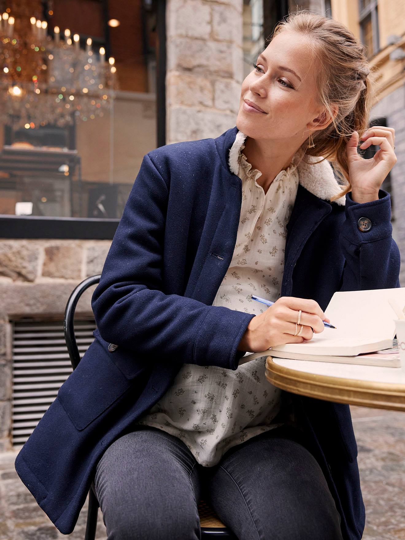 Vertbaudet Warme Tragejacke mit Recycling-Polyester, Schwangerschaft & Stillzeit - nachtblau