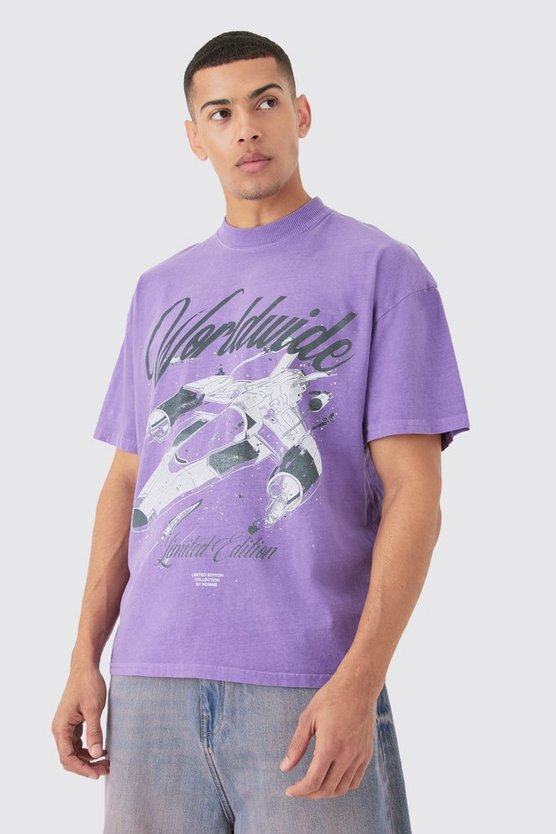 Oversize T-Shirt mit Spaceship-Print