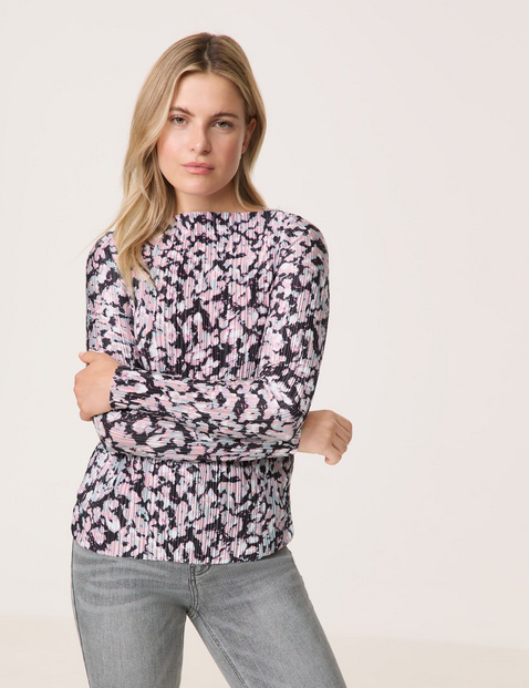 Plissee-Shirt mit U-Bootausschnitt