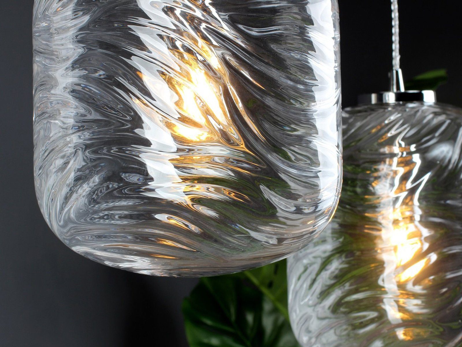 meineWunschleuchte LED Pendelleuchte, Dimmfunktion, LED wechselbar, Warmweiß, Designer Affenschaukel 2x Glas Lampenschirm über-n Esstisch hängend