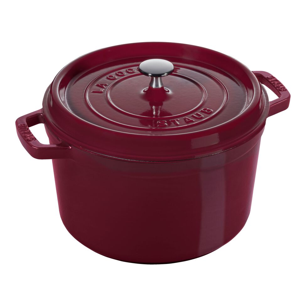 Cocotte tief 24 cm, rund, Bordeaux, Gusseisen