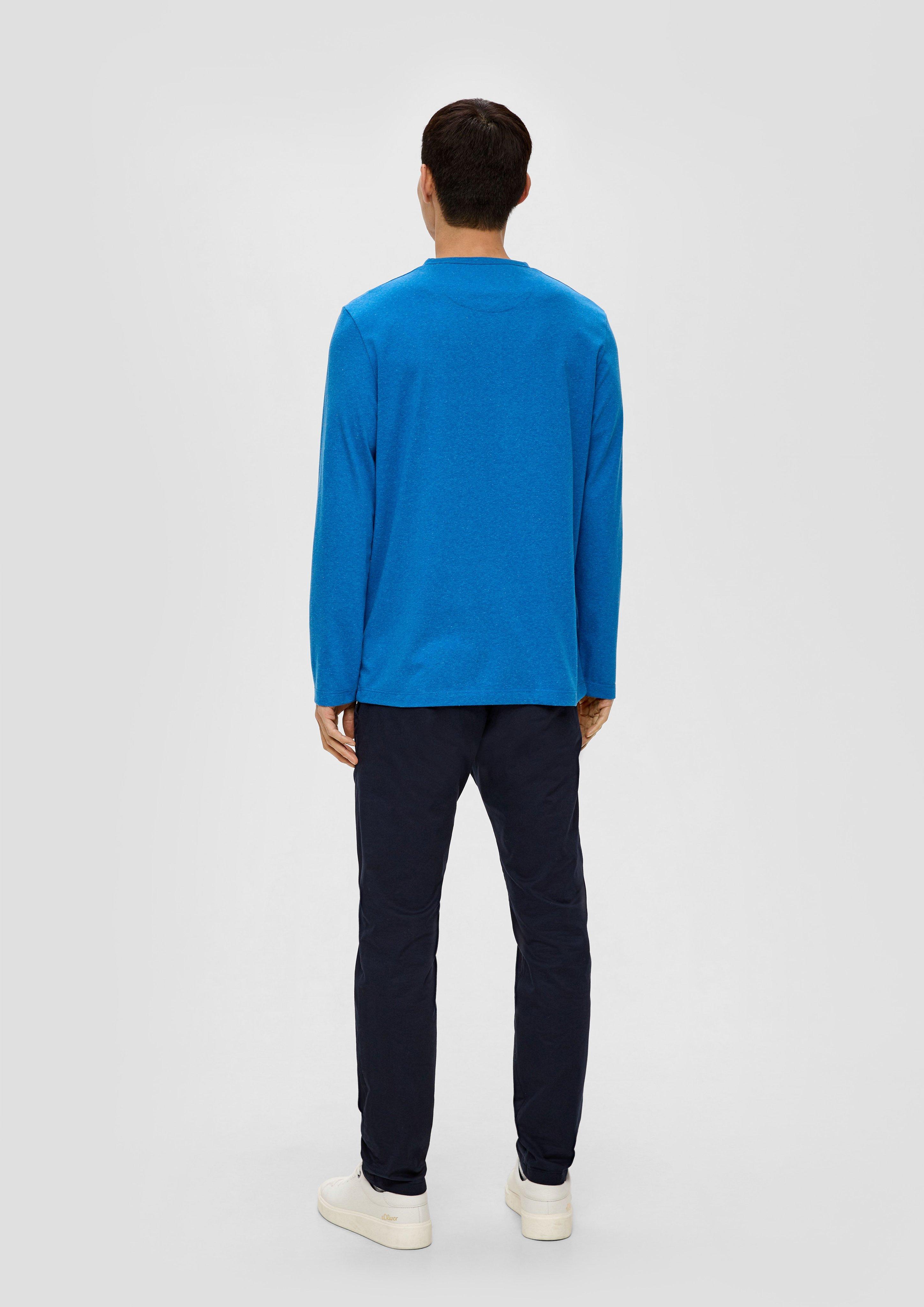 Meliertes Longsleeve mit Henleyausschnitt  2138648-55W2