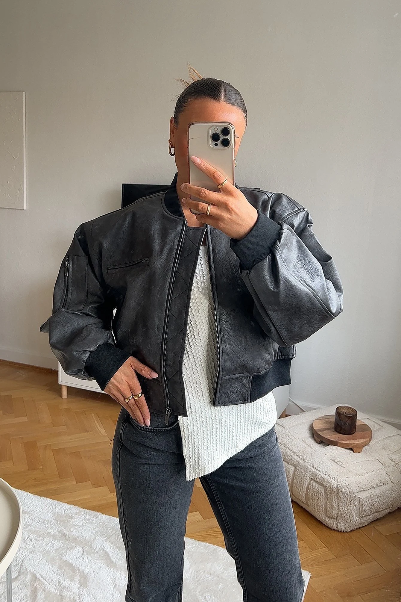 PU-Bomberjacke mit Waschung