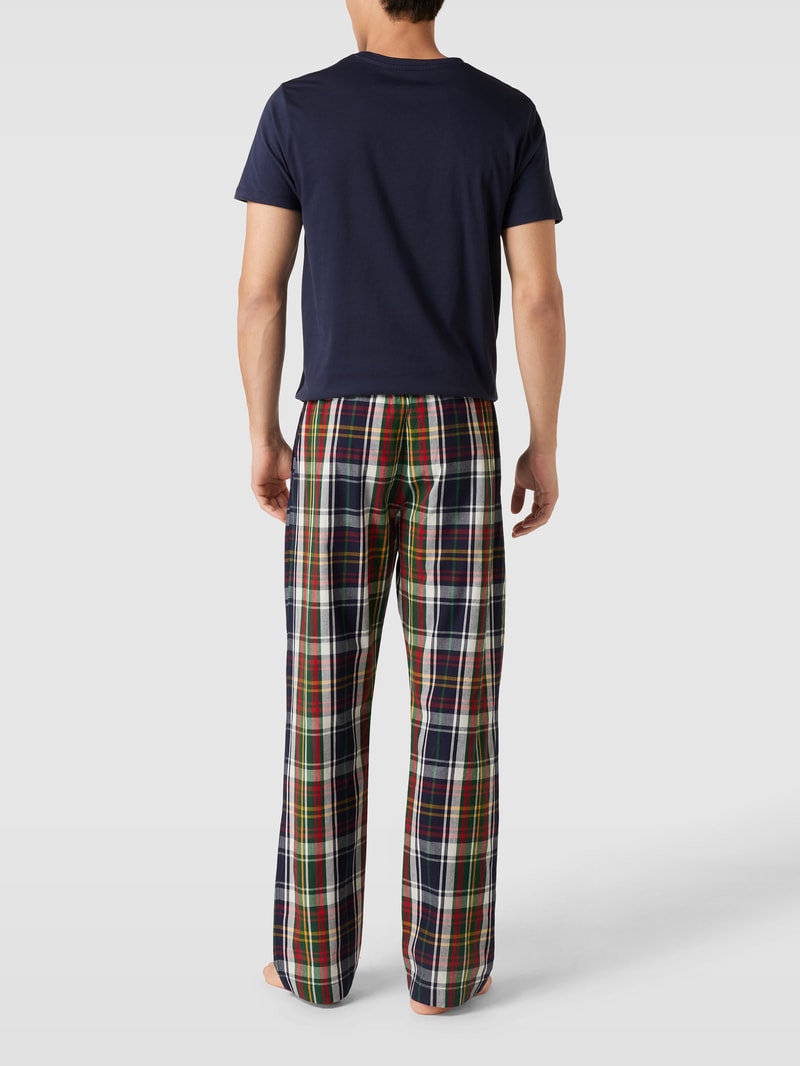 Pyjama mit Logo-Bund Modell 'CHECK PJ SET PANTS' in dunkelblau