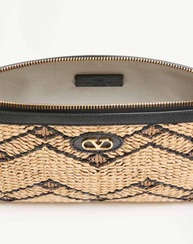 Clutch Valentino Garavani em ráfia com padrão geométrico