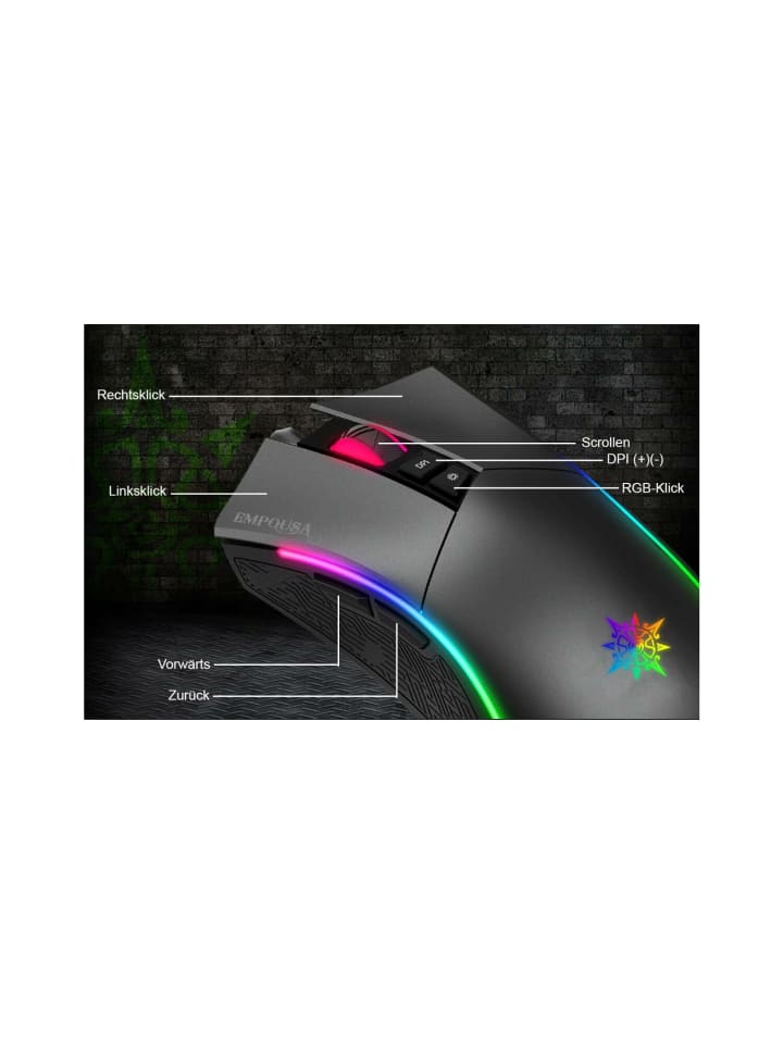 Inca INCA IMG-GT19 RGB 7D Makro-Tasten Profiosonelle Gaming-Maus schwarz in schwarz günstig kaufen onesize